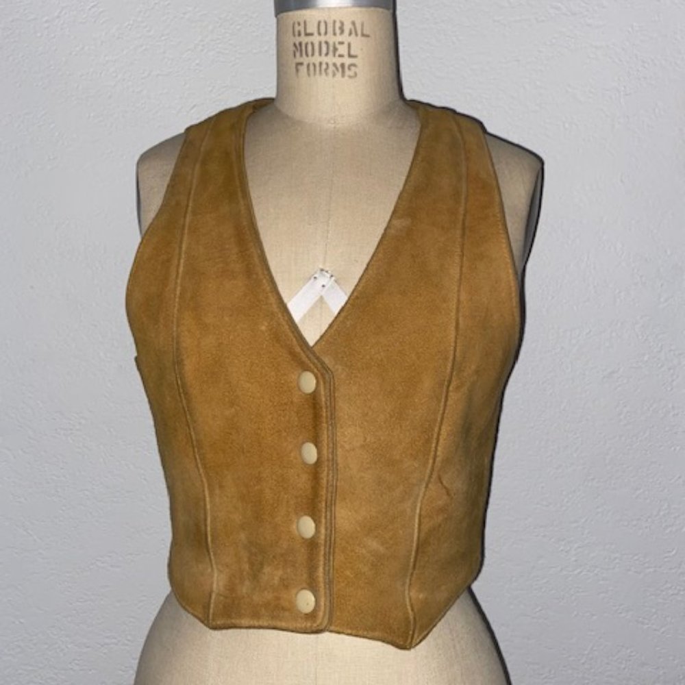 Vintage 1970's Genuine Suede Leather Womens Vest